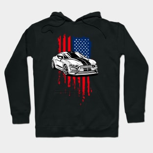 Patriotic American Flag USA V8 Muscle Car Pony Mustang GT Hoodie